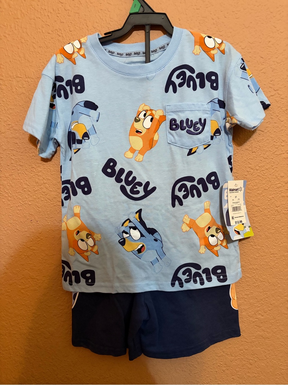 Bluey Light Blue & Navy Kids Short Sleeve Set - Blue